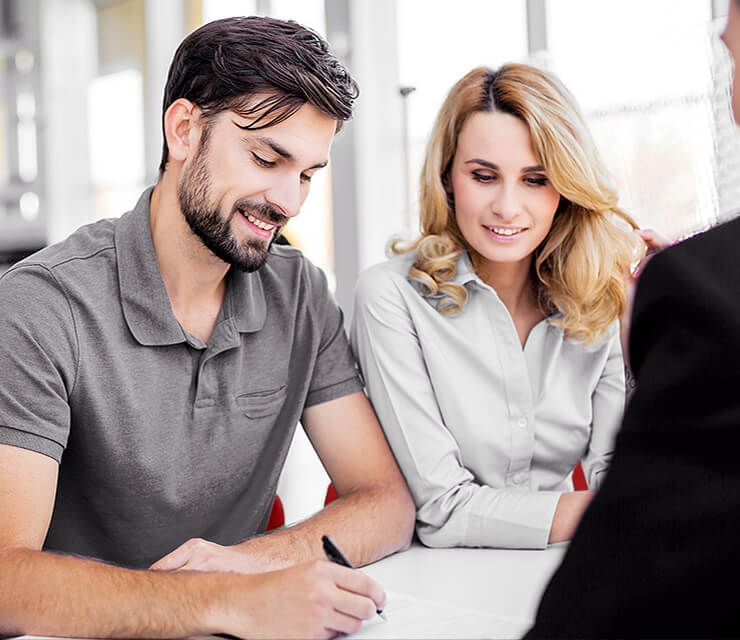 Finance contract in car dealership